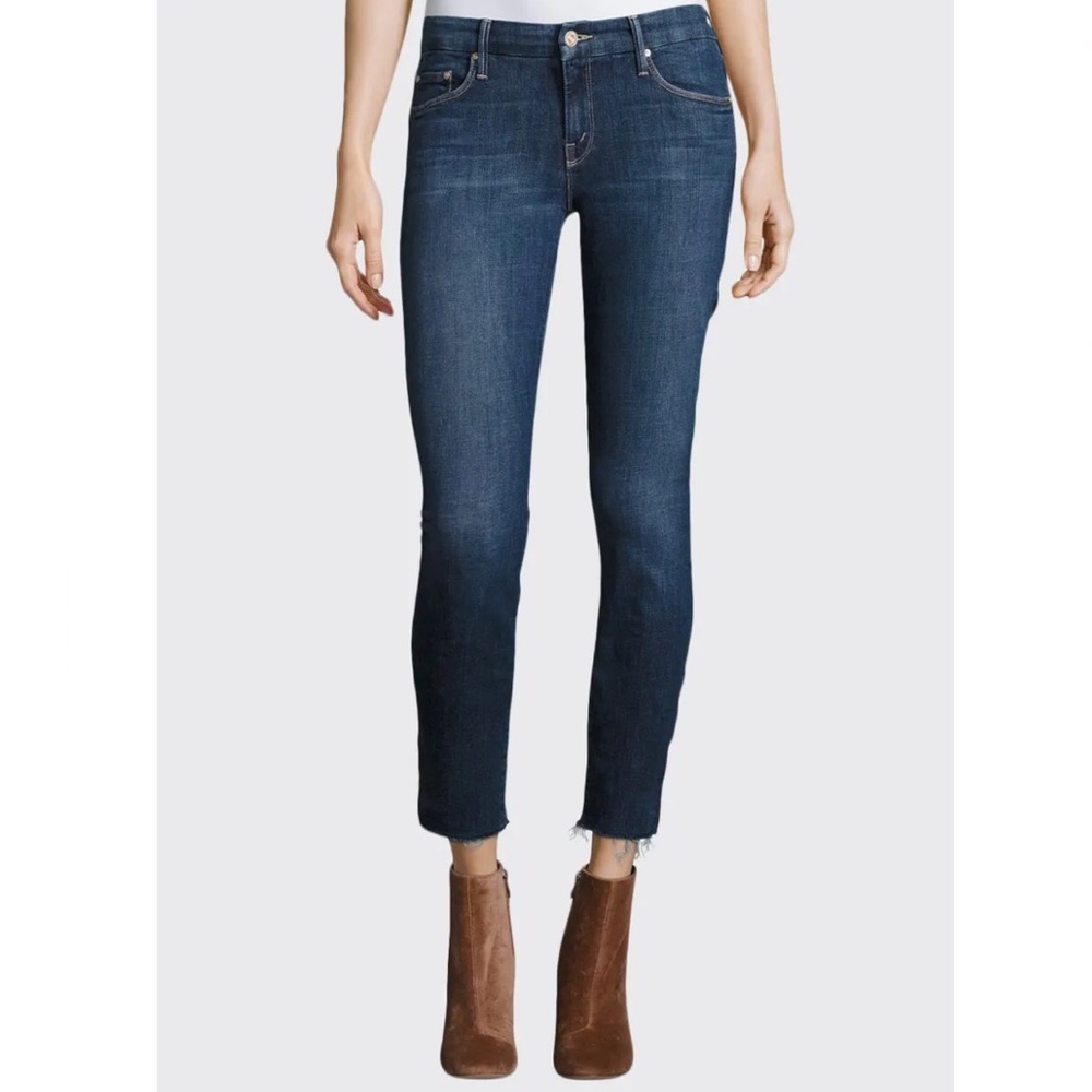MOTHER Looker Ankle Fray Blue Skinny Jeans Girl Crush Wash - 27